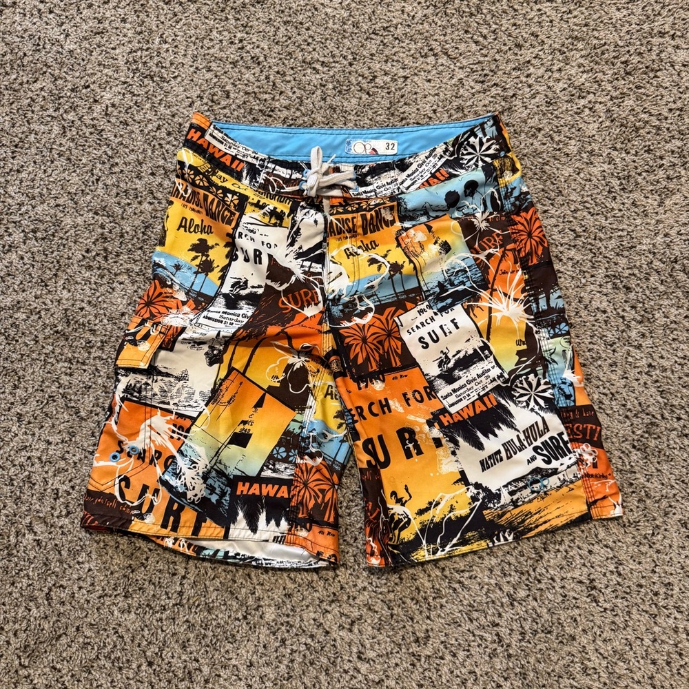 OP Orange and Blue Hybrid Shorts Vibrant Design